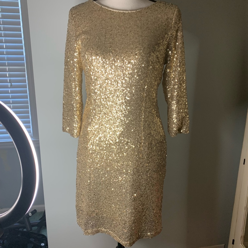 3/4 length sleeve Formal Sequin Mini